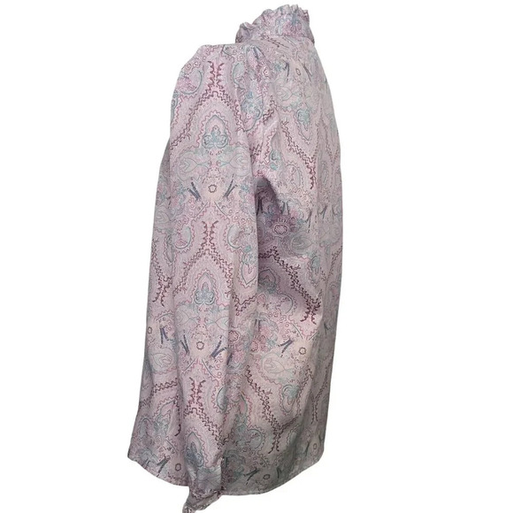 Vintage Ruggeri 70s Button Front Paisley Floral Boho Top Size 16 Lightweight - Picture 2 of 9